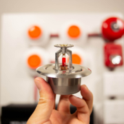 Close up view of a person holding sprinkler head