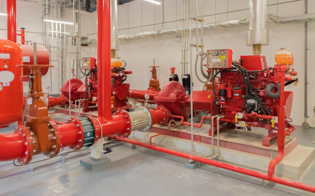 Industrial fire control system inside a commercial building