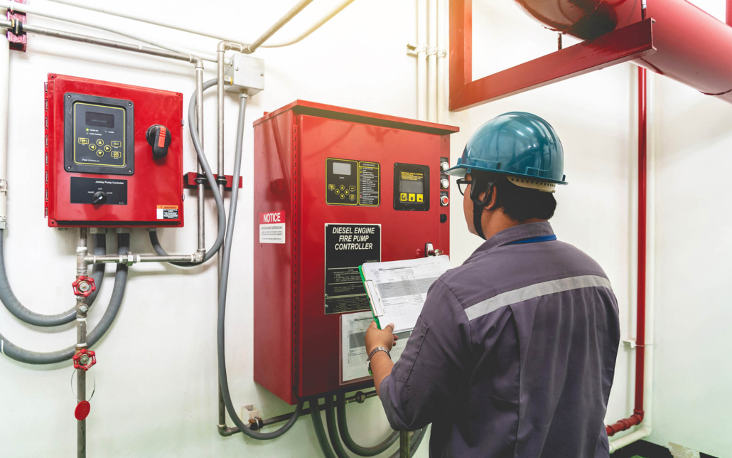 Person looking over Industrial fire control system