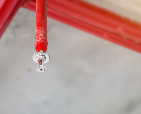 Side view of a lone fire sprinkler