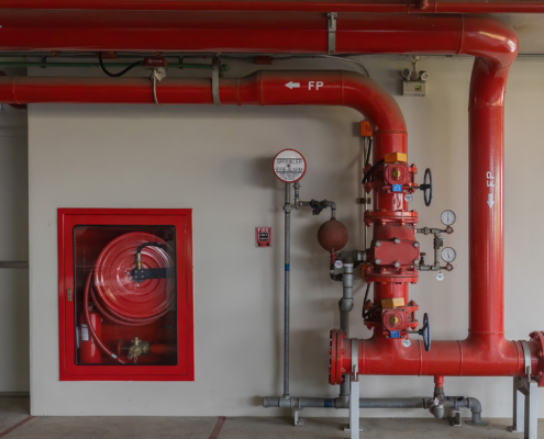 Room Fire suppression system installation with a alarm check valve