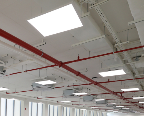 Fire sprinkler and red pipe.Install fire sprinkler system